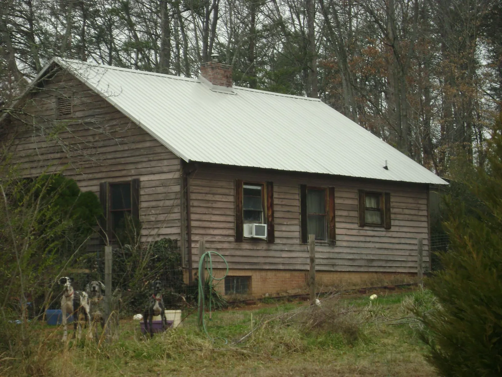 White metal roof on an old wood sided farmhouse, from a Asphalt Shingle Roof Repair job in Harris